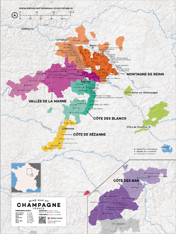 Wine Map of Champagne, France