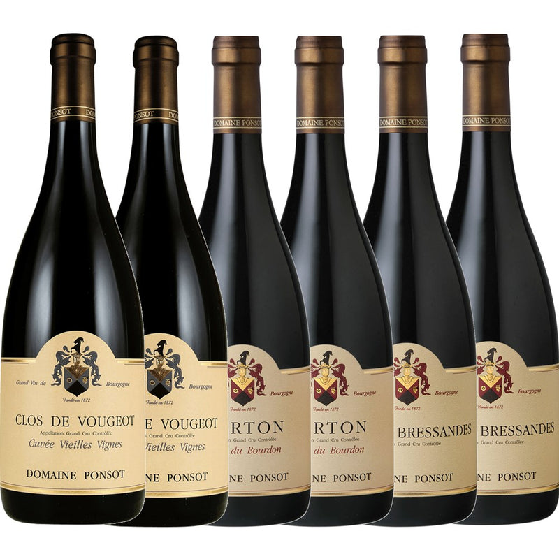 2020, Domaine Ponsot, GRAND ASSORTIMENT x12: Clos de la Roche | Chapelle-Chambertin | Clos de Vougeot | Corton-Charlemagne | Corton Bourdon | Corton Bressandes